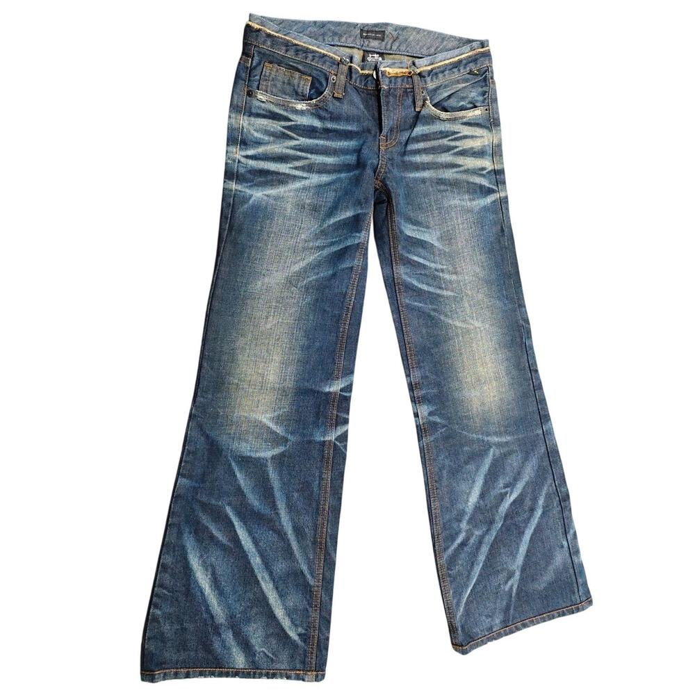Vintage Japanese Brand Faded Wash Low-rise Denim Jeans Navy Blue size 29